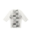 Nice Ghost Club Patchwork Quilted Printed 3/4 Sleeve Tee