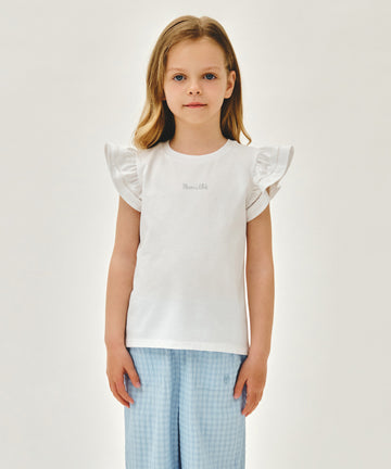 Marithé François Girbaud Kids White Lace Frill Sleeveless Top