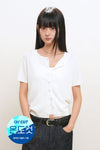 General Idea WOMAN Temperature Cut Crew Neck Half Cardigan