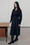 General Idea WOMAN High-Neck Zip-Up Wrap Dress [BLACK]
