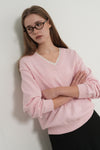 General Idea WOMAN Cotton Layered V-Neck Knit Pullover