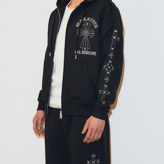 Mahagrid Cross Stud Hood Zip Up