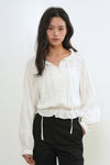 General Idea WOMAN Ruffle Neck Crop Lace Blouse