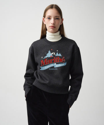 Marithé François Girbaud W Winter Chalet Crop Sweatshirt Brushed Charcoal