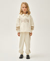Marithé François Girbaud Kids Stripe Point Collar Sweatshirt Ivory