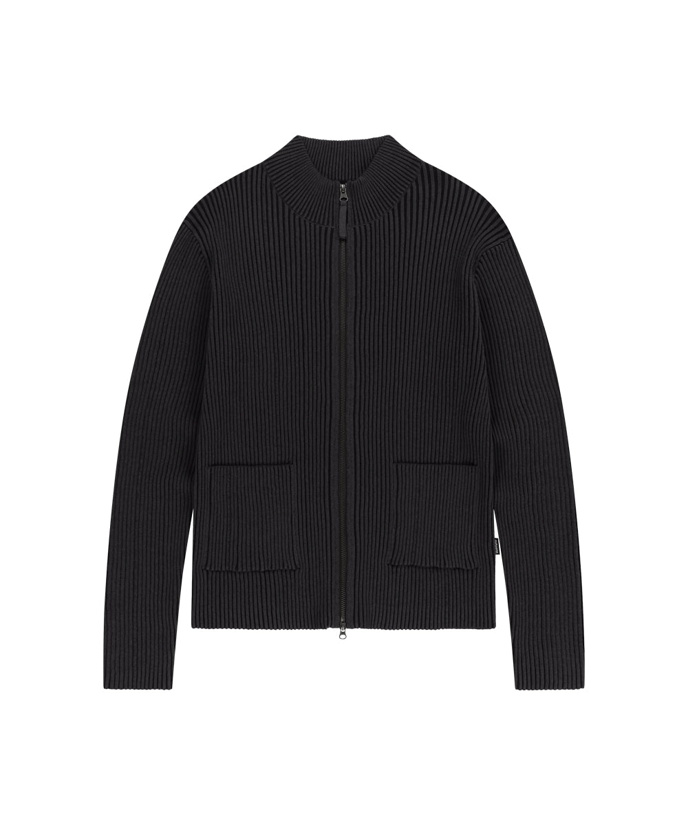 Mahagrid Two Tone Zip Up Cardigan