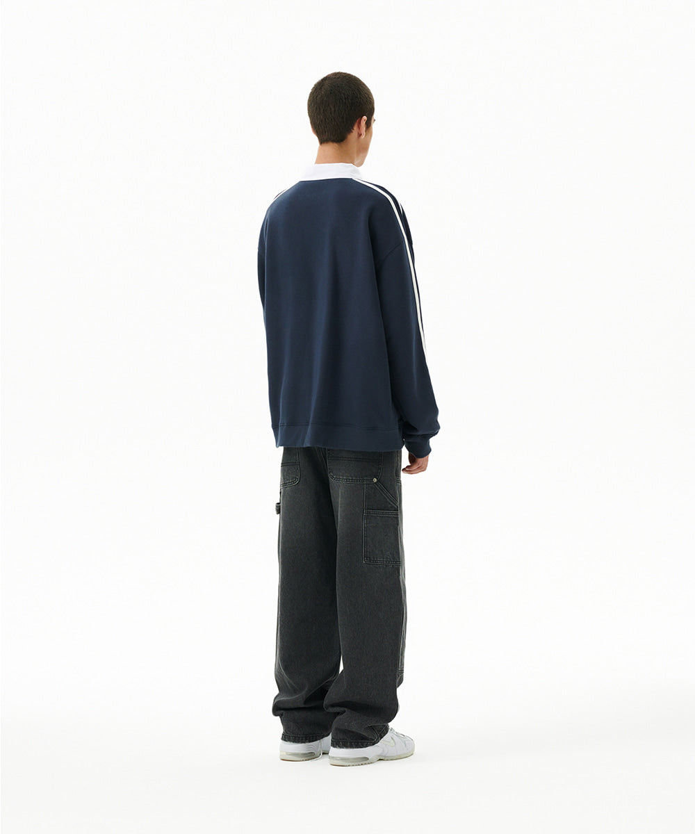 Mahagrid Track Collar Sweatshirt Navy