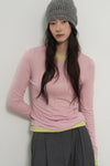 General Idea WOMAN Airy Round Neck Pintuck T-Shirt