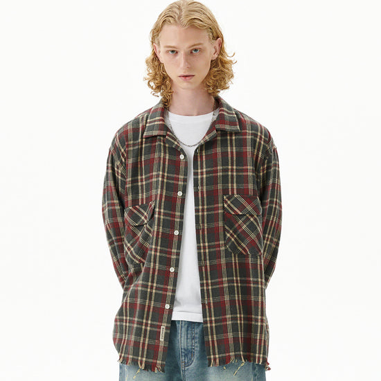 Mahagrid Cut Off Flannel Check Shirt