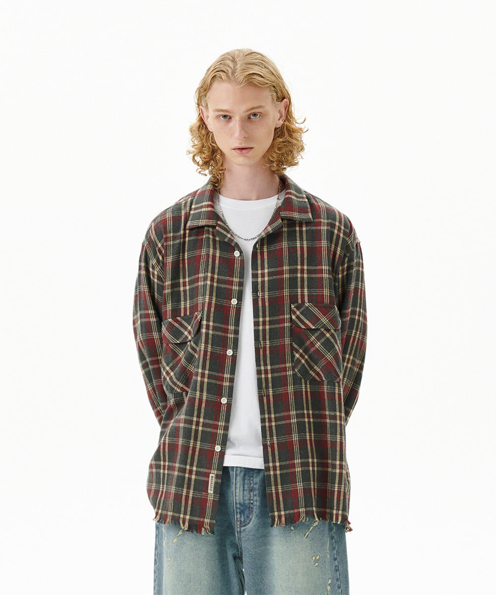Mahagrid Cut Off Flannel Check Shirt