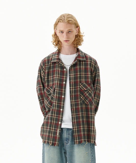 Mahagrid Cut Off Flannel Check Shirt