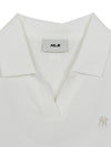 MLB Women's Basic Slim Fit Crop Open Collar Polo T-Shirts