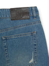 MLB Women's Basic Small Logo Destroyed Denim Bermuda Pants