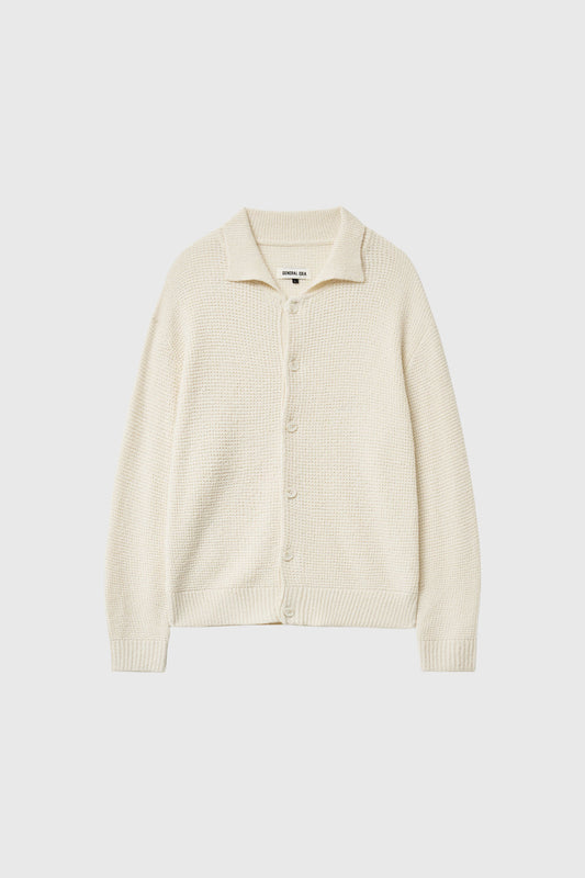 General Idea UNISEX Waffle Bouclé Collar Cardigan