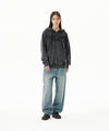 Mahagrid Washed Cut Off Applique Hood Zip Up