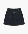 Marithé François Girbaud W Denim Pleated Mini Skirt Dark Blue