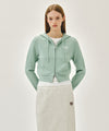 Marithé François Girbaud W SMALL CLASSIC LOGO CROP KNIT HOODIE ZIPUP black