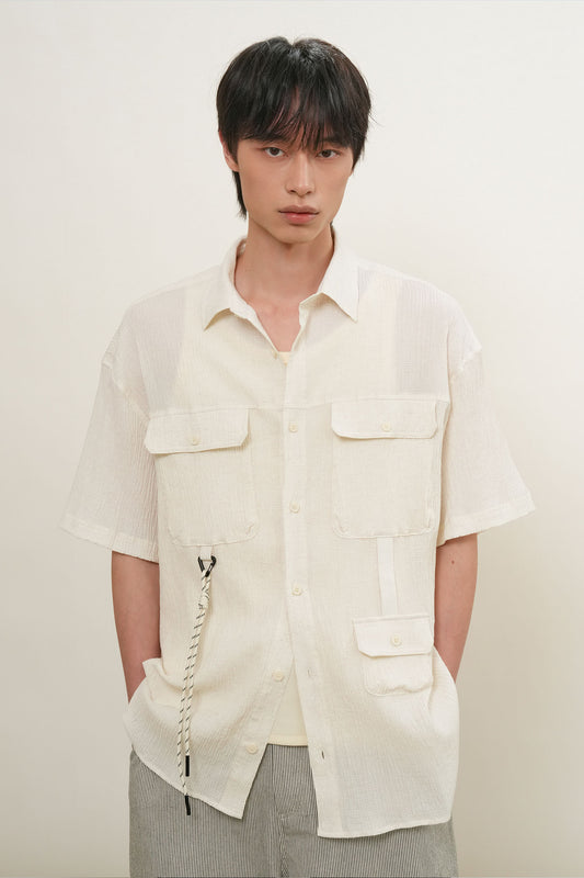 General Idea MAN Pocket Wrinkle Half Shirt