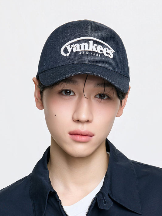 MLB Vintage Denim Curve Logo Unstructured Ballcap