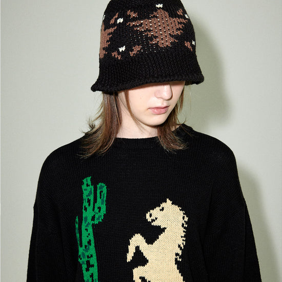 Mahagrid Eagle Knit Bucket Hat