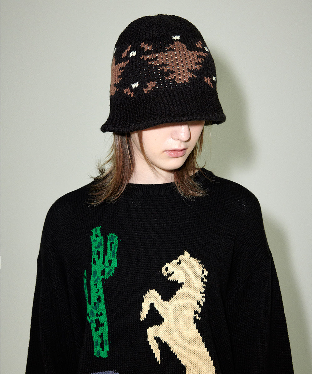 Mahagrid Eagle Knit Bucket Hat