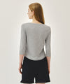 Marithé François Girbaud W SMALL CLASSIC LOGO HENLEY NECK 3/4 SLEEVE TEE ivory