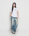 ADLV Woman Script Logo Printing Short Sleeve T-Shirt