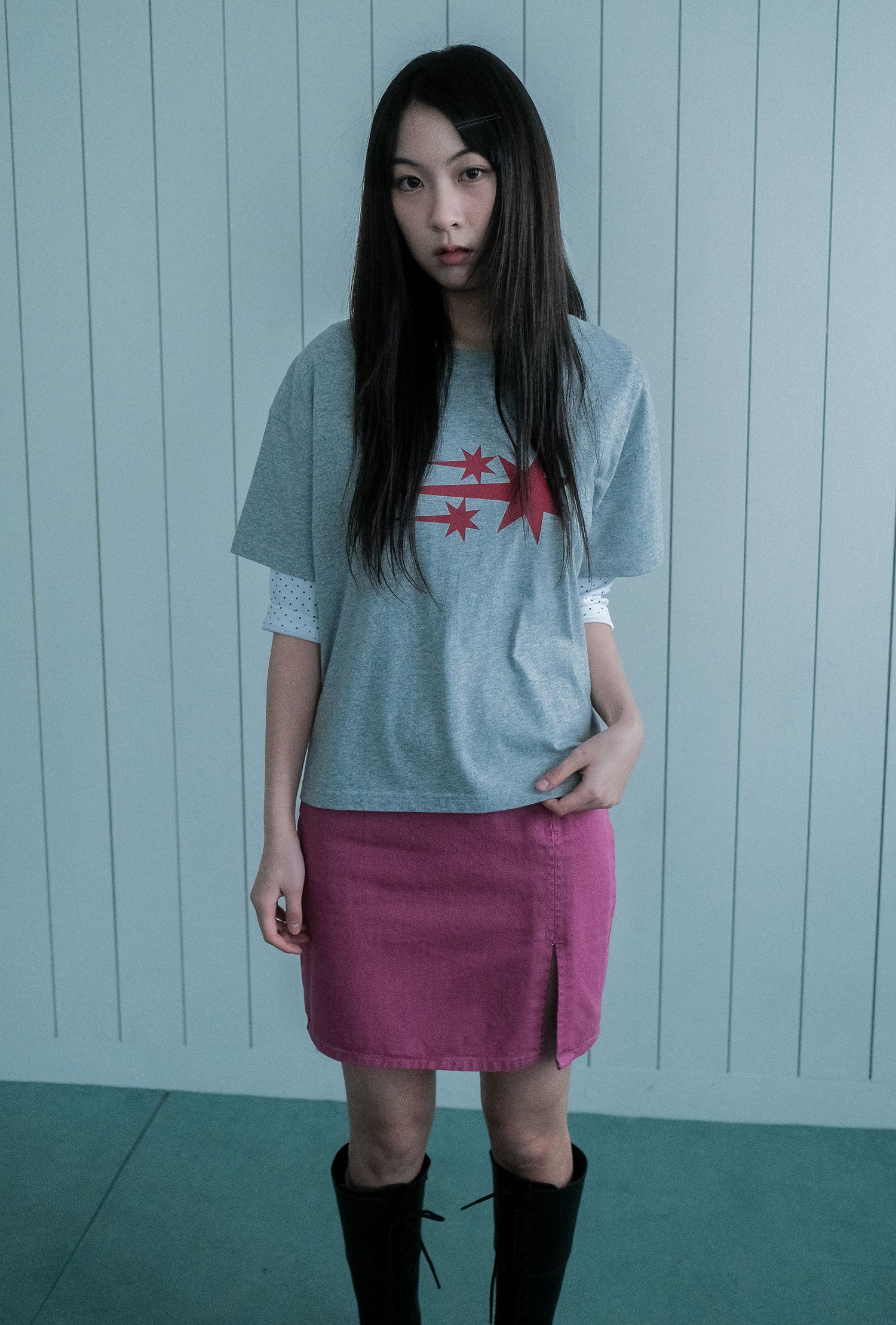 Nice Ghost Club 3star Big Crop Tee [Grey]