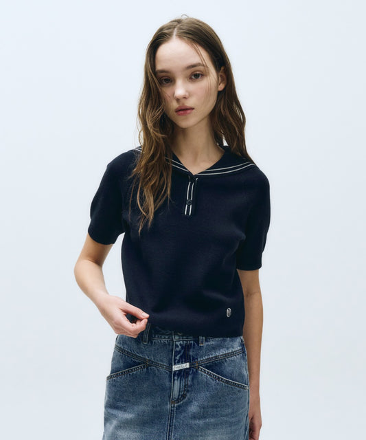 Marithé François Girbaud Women's Marine Sailor Half Knit Navy