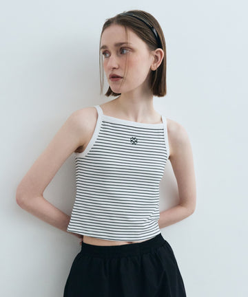 Marithé François Girbaud Women's Color Block Square Neck Sleeveless Stripe Top