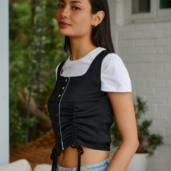 Bitter Cells Luv Satin Vest-Black