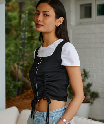 Bitter Cells Luv Satin Vest-Black