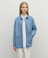 Marithé François Girbaud Women's French Denim Work Jacket Light Blue