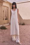 General Idea WOMAN Temperature-Cut Cool U-Neck Maxi Knit Dress [IVORY]