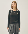 Marithé François Girbaud W SLEEVELESS LAYERED LONG SLEEVE TEE charcoal