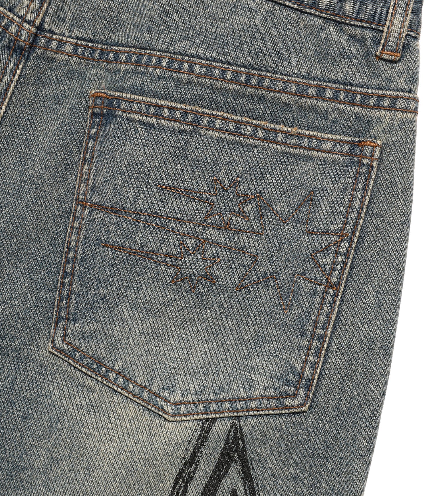 Nice Ghost Club Doodle Graphic Wide Jeans