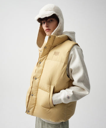 Marithé François Girbaud Classic Logo Duck Down Vest Light Yellow