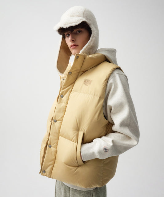 Marithé François Girbaud Classic Logo Duck Down Vest Light Yellow