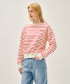 Marithé François Girbaud W STRIPE BOATNECK CROP SWEATSHIRT