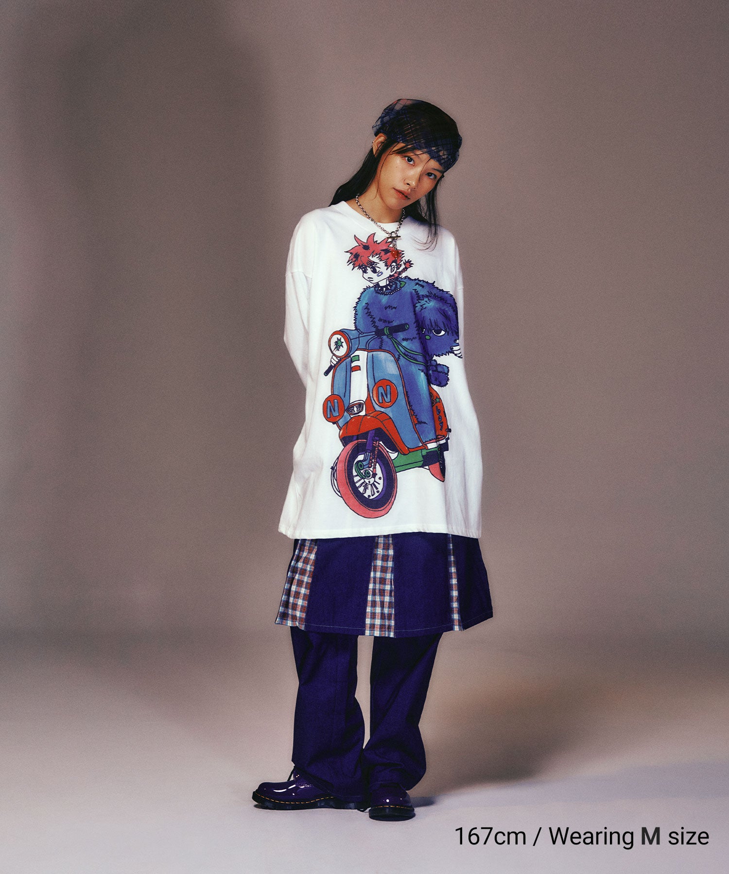 Nice Ghost Club Denim Pleats Panel Layered Skirt Pants