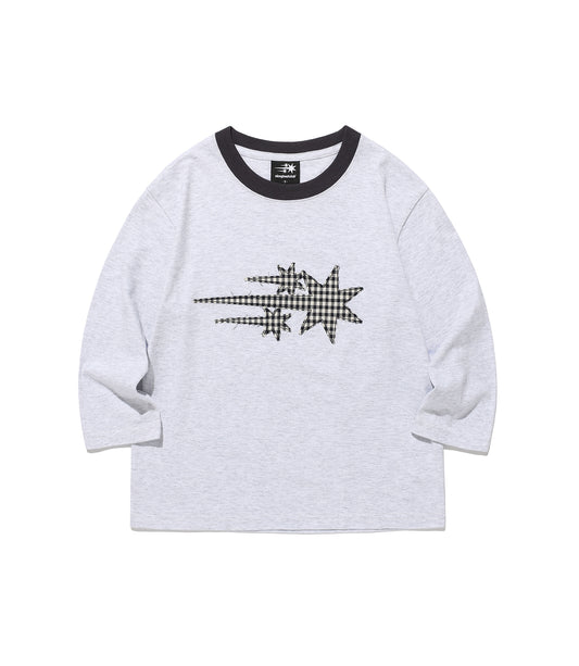 Nice Ghost Club 3star applique 3/4 sleeve tee[light grey]