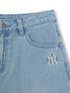 MLB Women's Basic Small Logo Summer Tencel 9in Denim Shorts