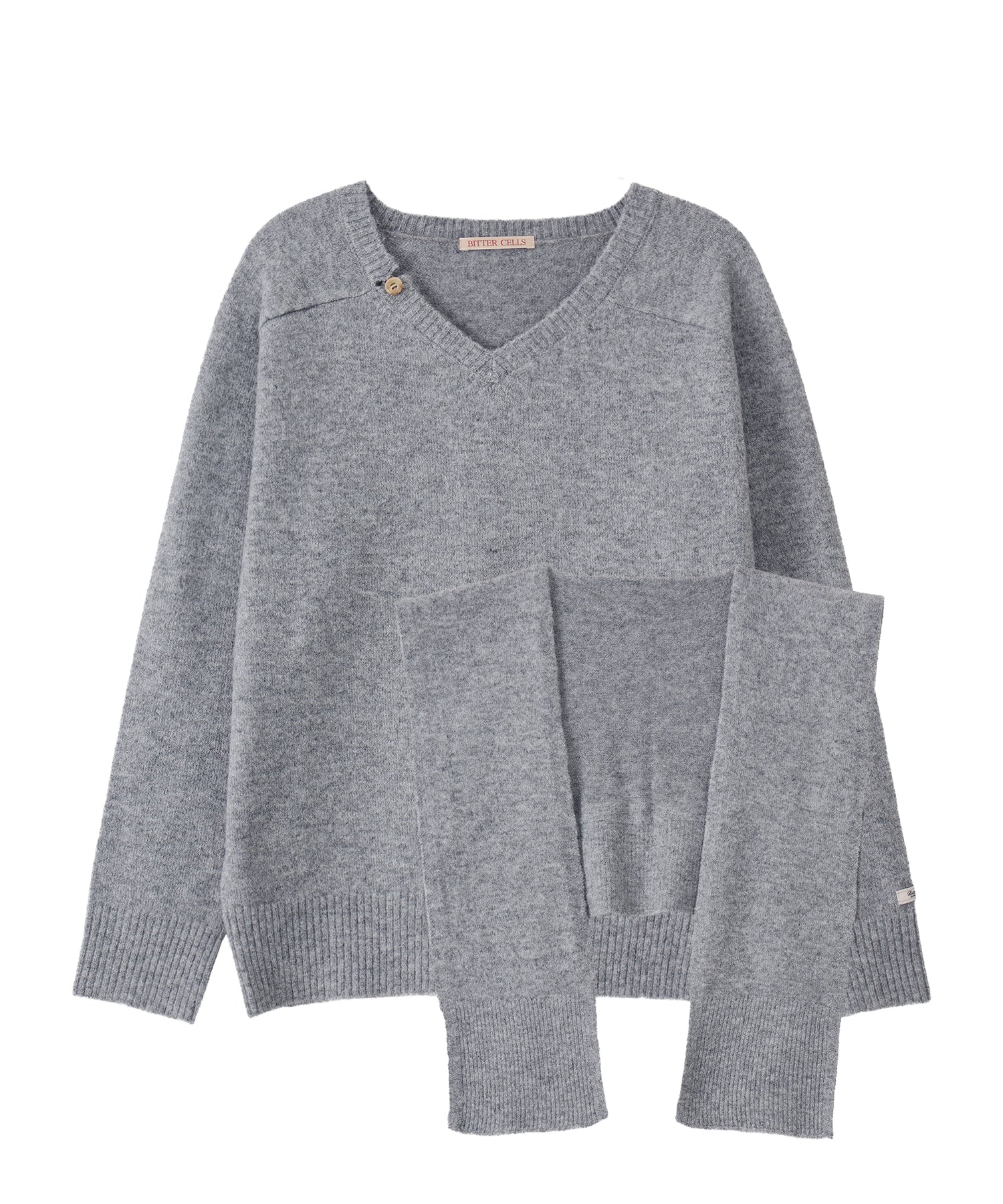 Bitter Cells [SET] Essential V Neck Knit & Shawl