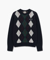 Marithé François Girbaud Argyle Jacquard Knit Pullover Navy