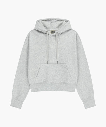 Marithé François Girbaud W DRAWING CLASSIC LOGO CROP HOODIE light heather gray