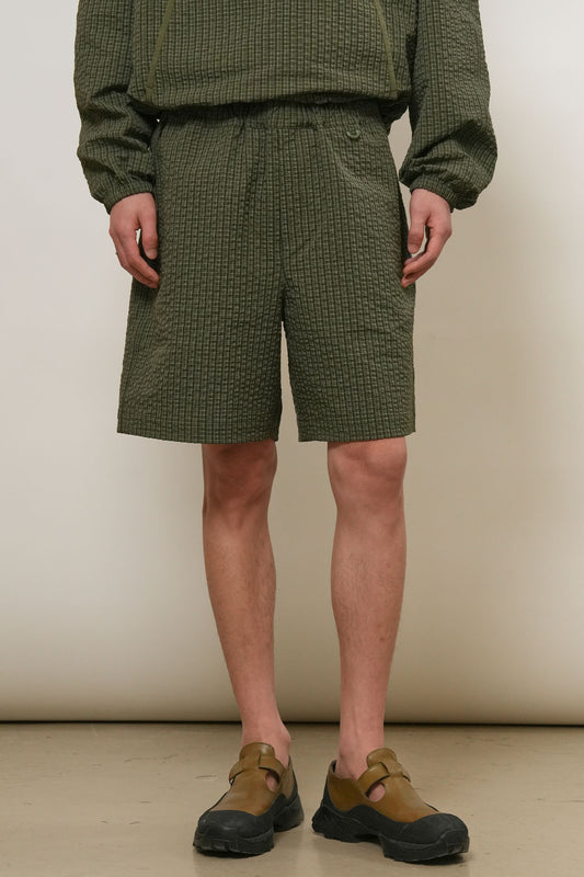 General Idea MAN Seersucker Check Half Banding Pants