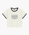 Marithé François Girbaud W CLASSIC LOGO APPLIQUE RINGER CROP TEE ivory