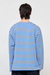 General Idea UNISEX Long Sleeve Striped Border T-Shirt [DUST BLUE]