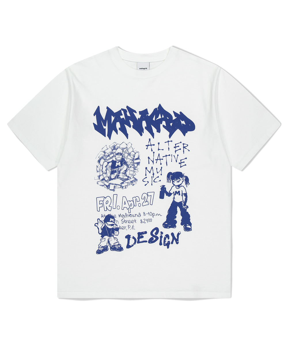 Mahagrid Street Crew Tee White
