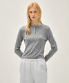 Marithé François Girbaud W CROCHET HALF BUTTON KNIT melange gray